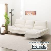 傷・汚れに強い カウチソファ 合皮タイプ (FR03 Nシールド 左カウチ IV)
