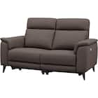 2人掛け 電動リクライニングソファ 本革(一部合成皮革)タイプ(LB07 DBR) 1枚目画像