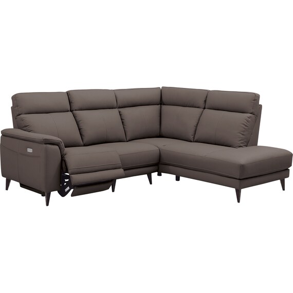 コーナー電動リクライニングソファ 本革(一部合成皮革)タイプ(LB07 左コーナー DBR) 2枚目画像