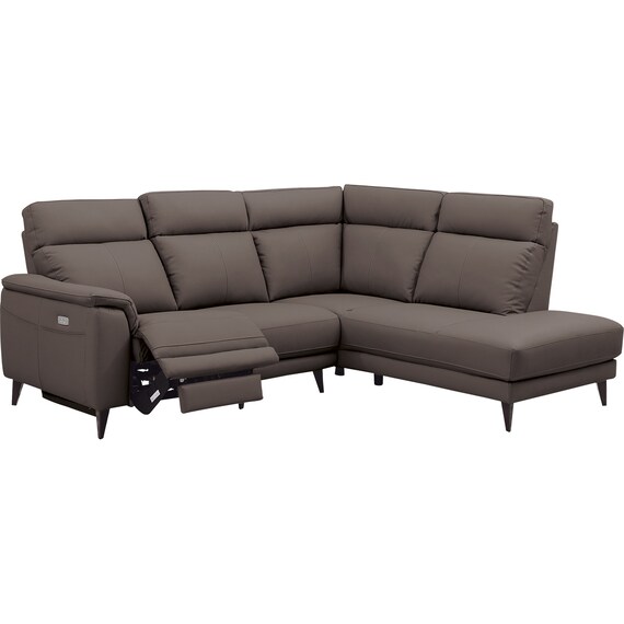 コーナー電動リクライニングソファ 本革(一部合成皮革)タイプ(LB07 左コーナー DBR) 3枚目画像