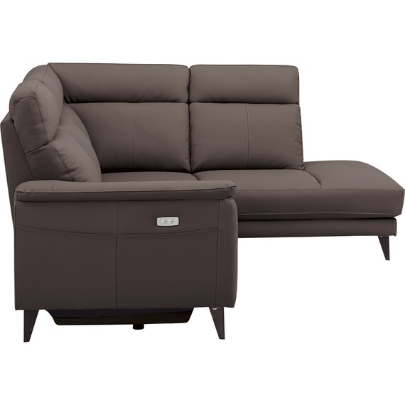 コーナー電動リクライニングソファ 本革(一部合成皮革)タイプ(LB07 左コーナー DBR) 7枚目画像