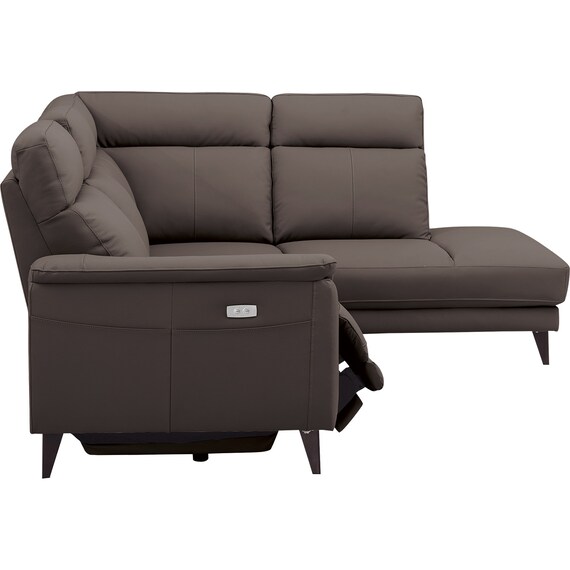 コーナー電動リクライニングソファ 本革(一部合成皮革)タイプ(LB07 左コーナー DBR) 8枚目画像