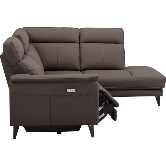 コーナー電動リクライニングソファ 本革(一部合成皮革)タイプ(LB07 左コーナー DBR) 9枚目画像