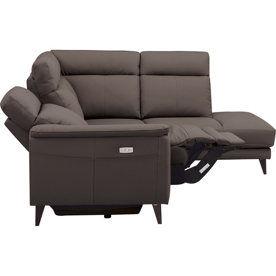 コーナー電動リクライニングソファ 本革(一部合成皮革)タイプ(LB07 左コーナー DBR) 11枚目画像