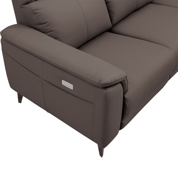 コーナー電動リクライニングソファ 本革(一部合成皮革)タイプ(LB07 左コーナー DBR) 14枚目画像