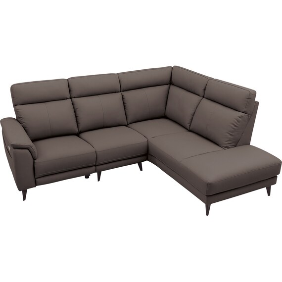 コーナー電動リクライニングソファ 本革(一部合成皮革)タイプ(LB07 左コーナー DBR) 15枚目画像