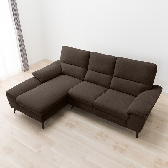 カウチソファ 布張りタイプ (LB033-2 右カウチ DBR) 4枚目画像