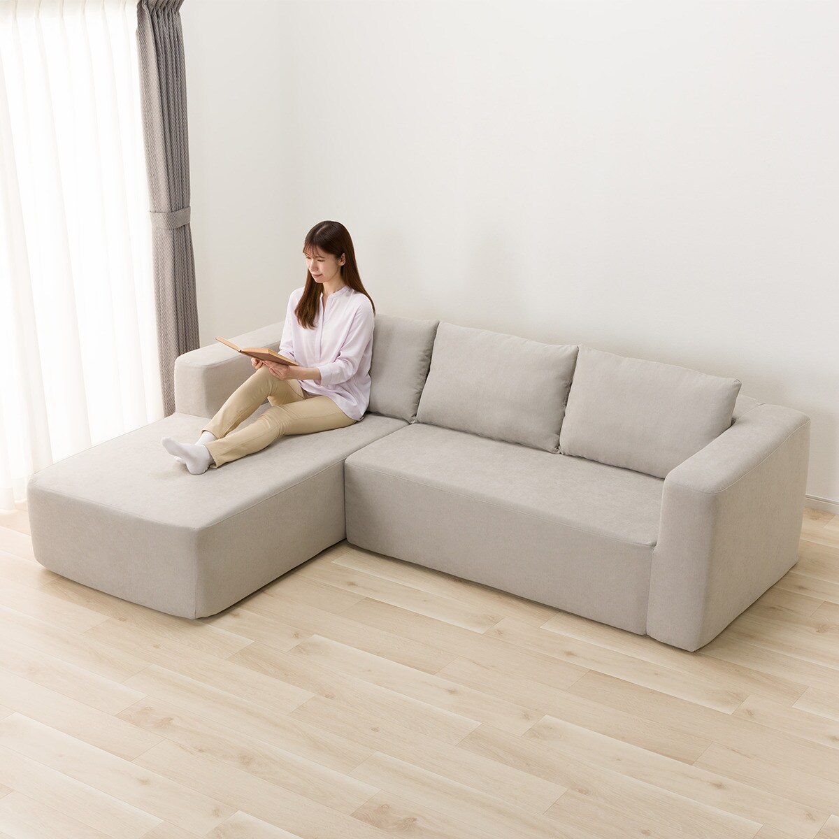 ニトリ　布張りカウチソファ カウチソファ 布張りタイプ (XL11 右カウチ LGY) | ニトリネット【公式