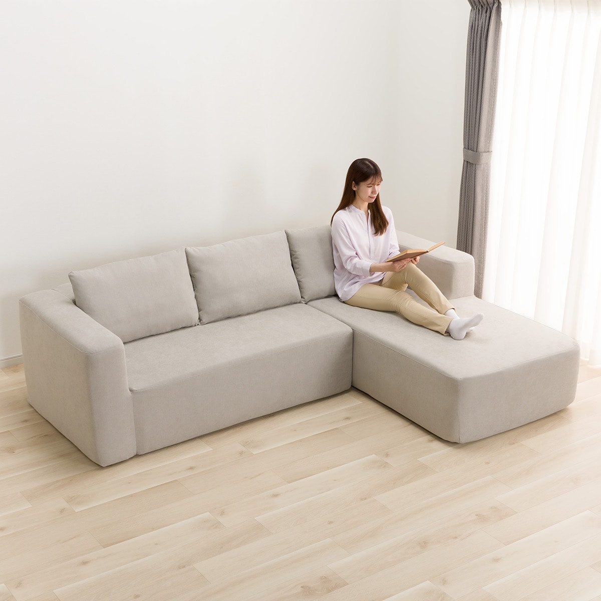 カウチソファ 布張りタイプ (XL11 左カウチ LGY) | ニトリネット【公式