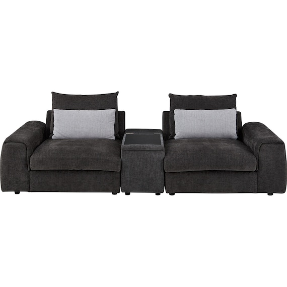 3人掛けセパレートソファ 収納テーブル付き 布張りタイプ (LB04 GY) 2枚目画像