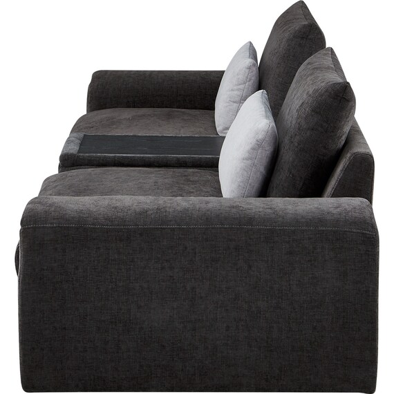 3人掛けセパレートソファ 収納テーブル付き 布張りタイプ (LB04 GY) 3枚目画像