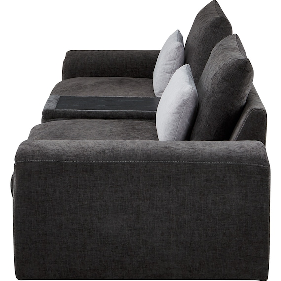 3人掛けセパレートソファ 収納テーブル付き 布張りタイプ (LB04 GY) 3枚目画像