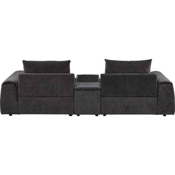 3人掛けセパレートソファ 収納テーブル付き 布張りタイプ (LB04 GY) 4枚目画像