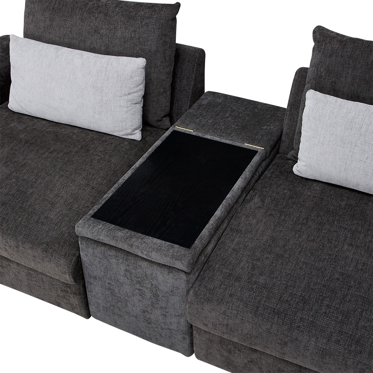 3人掛けセパレートソファ 収納テーブル付き 布張りタイプ (LB04 GY