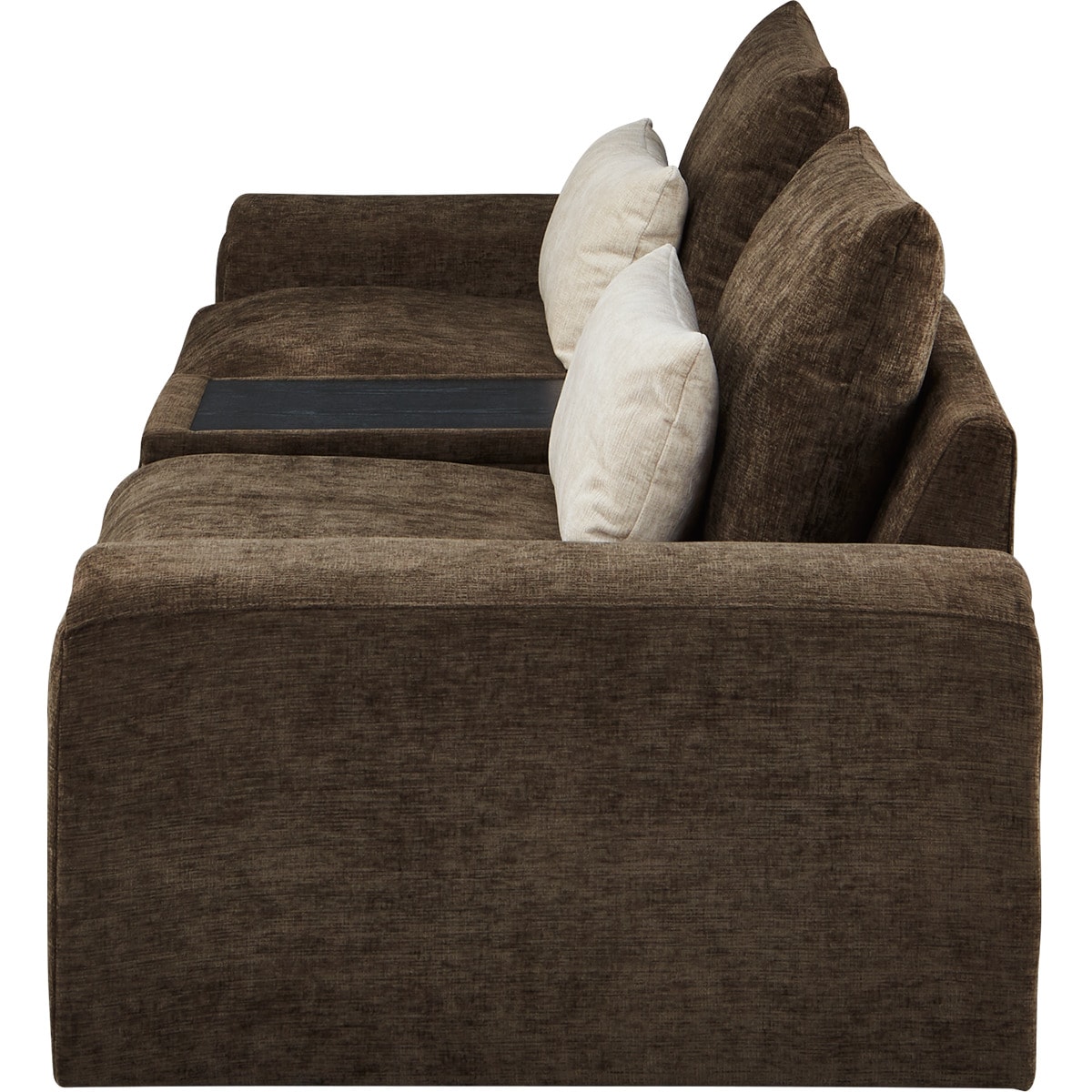 3人掛けセパレートソファ 収納テーブル付き 布張りタイプ (LB04 DBR