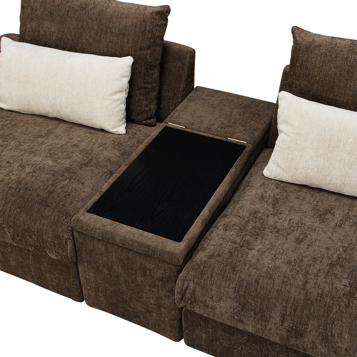 【収納テーブルのみ】ニトリ3人掛けセパレートソファ 布張り (LB04 DBR) 3人掛けセパレートソファ 収納テーブル付き 布張りタイプ (LB04 DBR