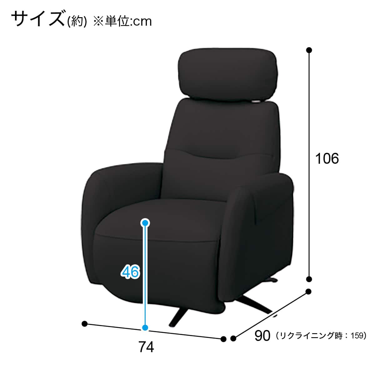 電動パーソナルチェア 本革(一部合成皮革)タイプ (LS03 NW BK