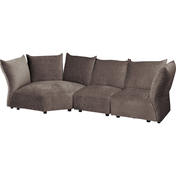 フェザークッションソファ ワイド3バックカウチセット 布張りタイプ (YH01 DGY) 1枚目画像