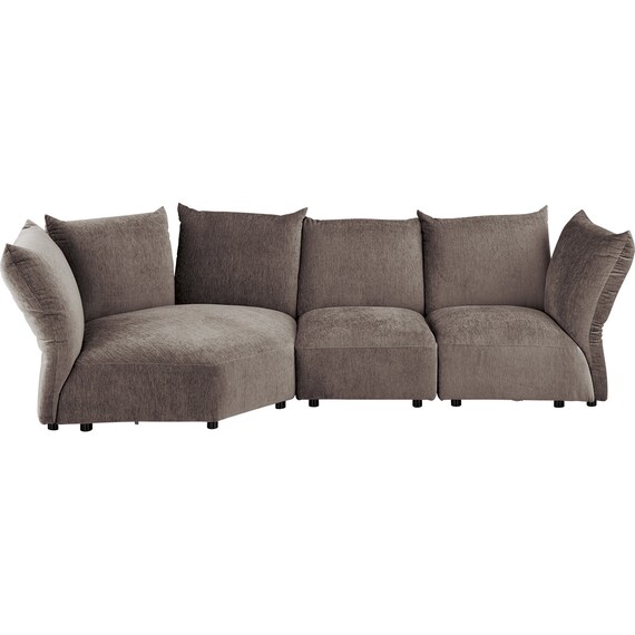 フェザークッションソファ ワイド3バックカウチセット 布張りタイプ (YH01 DGY) 2枚目画像