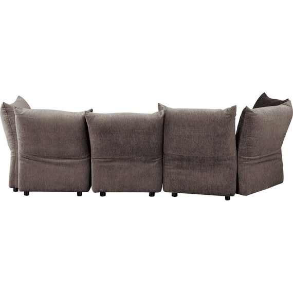 フェザークッションソファ ワイド3バックカウチセット 布張りタイプ (YH01 DGY) 4枚目画像