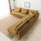 広い座面のゆったり コーナーソファ + 3人掛けソファ2台セット 布張りタイプ (MS01 コーナー/3P×2 YE) 15枚目画像