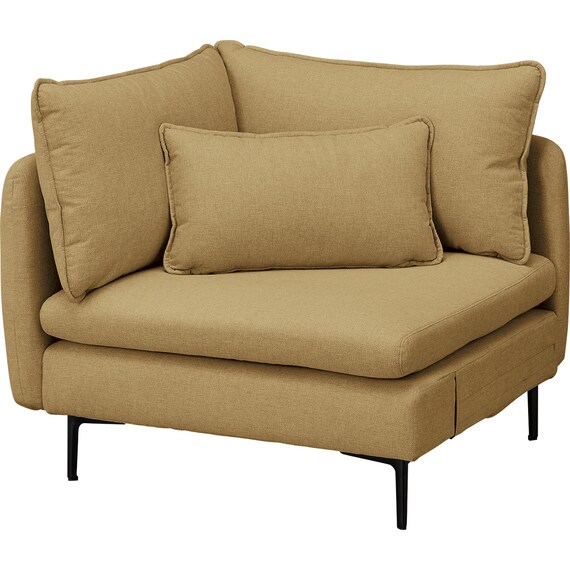 広い座面のゆったり 1人掛けコーナーソファ 布張りタイプ (MS01 YE) 1枚目画像