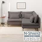 傷・汚れに強い 広い座面のゆったり コーナーソファ + 1人掛けソファ2台セット 布張りタイプ (MS01 コーナー/1P×2 Nシールド MGY) 1枚目画像