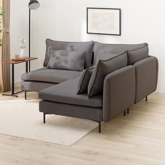 傷・汚れに強い 広い座面のゆったり コーナーソファ + 1人掛けソファ2台セット 布張りタイプ (MS01 コーナー/1P×2 Nシールド MGY) 14枚目画像