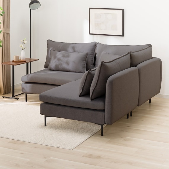 傷・汚れに強い 広い座面のゆったり コーナーソファ + 1人掛けソファ2台セット 布張りタイプ (MS01 コーナー/1P×2 Nシールド MGY) 14枚目画像