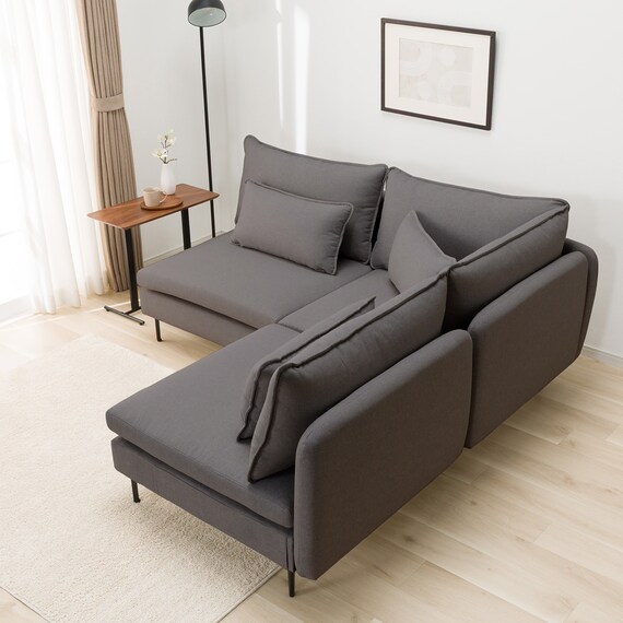 傷・汚れに強い 広い座面のゆったり コーナーソファ + 1人掛けソファ2台セット 布張りタイプ (MS01 コーナー/1P×2 Nシールド MGY) 15枚目画像