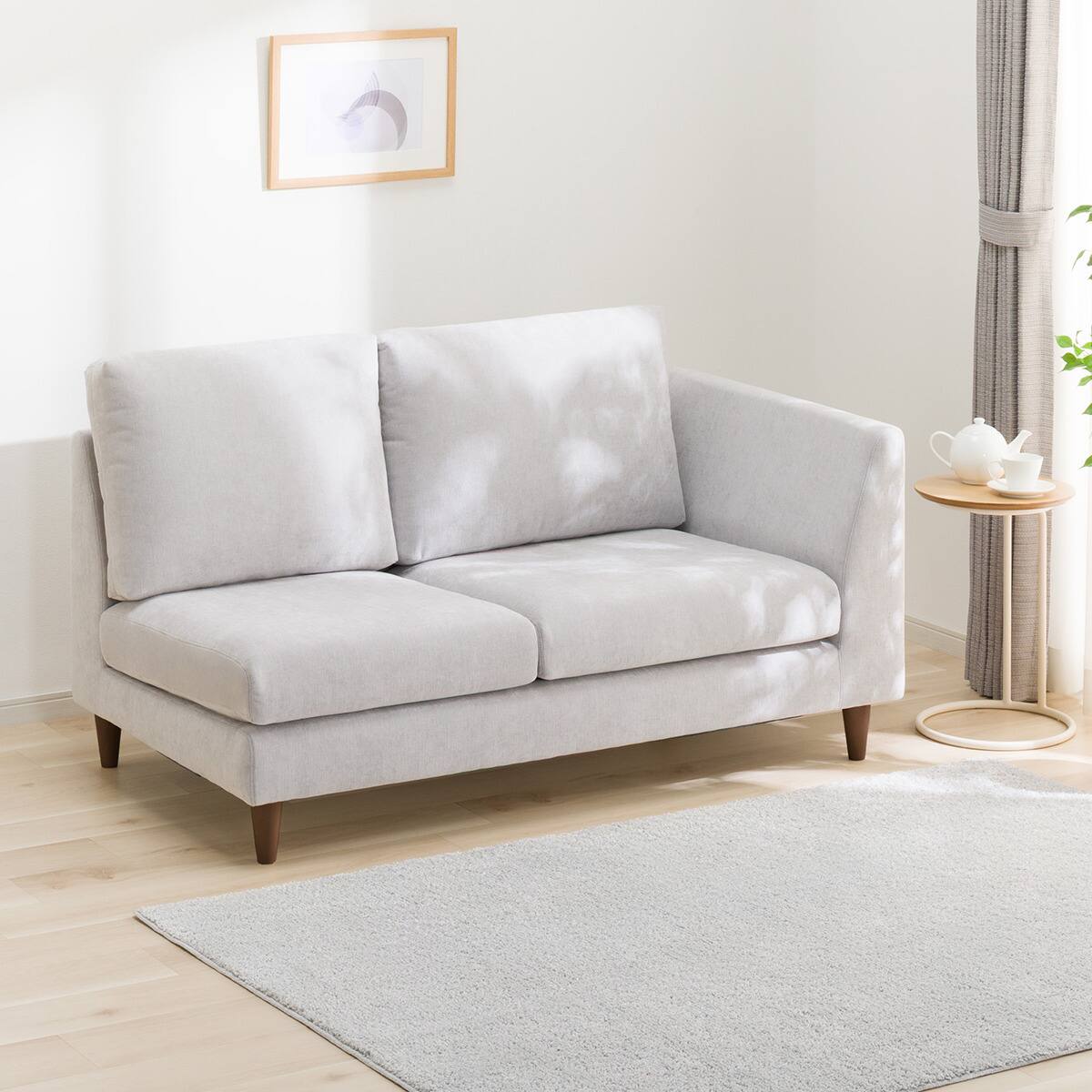 Sofa クリーム色(処分予定) 2人掛けソファ 布張りタイプ (CS03 左片肘タイプ LGY/MBR) | ニトリ