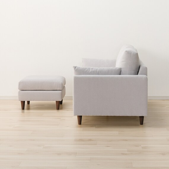 傷・汚れに強い 3人掛けソファ + スツール + ヘッドレスト1個セット 布張りタイプ (CS03 Nシールド 両肘 LGY/木脚MBR) 8枚目画像