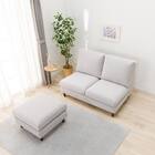 傷・汚れに強い 2人掛けソファ + スツール + ヘッドレスト1個セット 布張りタイプ (CS03 Nシールド 肘なし LGY/木脚MBR) 7枚目画像