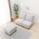 傷・汚れに強い 2人掛けソファ + スツール + ヘッドレスト1個セット 布張りタイプ (CS03 Nシールド 肘なし LGY/木脚MBR) 7枚目画像