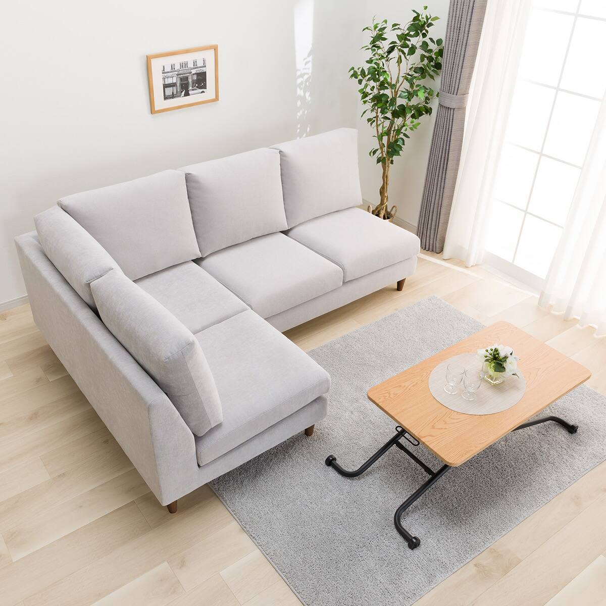 傷・汚れに強い コーナーソファ 布張りタイプ (CS03 右コーナー N