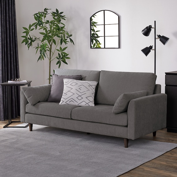 3人掛けソファ 布張りタイプ (CS03 両肘 DGY/木脚MBR) 1枚目画像