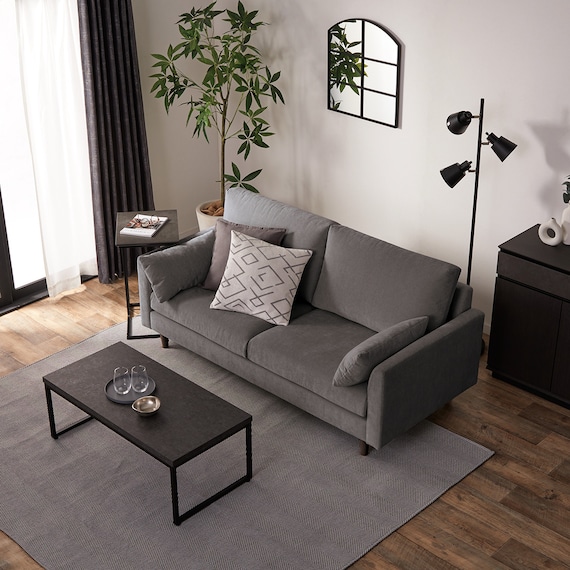 3人掛けソファ 布張りタイプ (CS03 両肘 DGY/木脚MBR) 20枚目画像