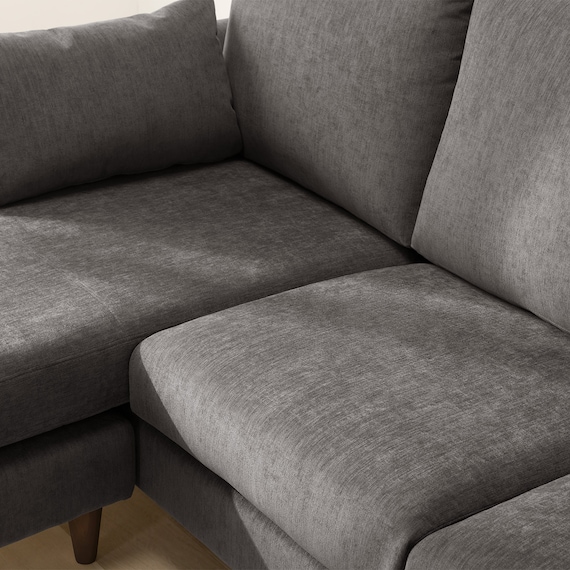 傷・汚れに強い カウチソファ 布張りタイプ (CS03 Nシールド DGY/木脚MBR) 14枚目画像