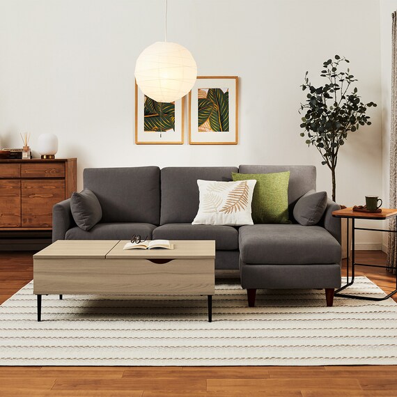 傷・汚れに強い カウチソファ 布張りタイプ (CS03 Nシールド DGY/木脚MBR) 22枚目画像