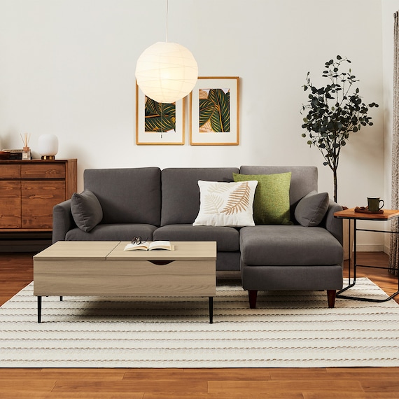 傷・汚れに強い カウチソファ 布張りタイプ (CS03 Nシールド DGY/木脚MBR) 22枚目画像