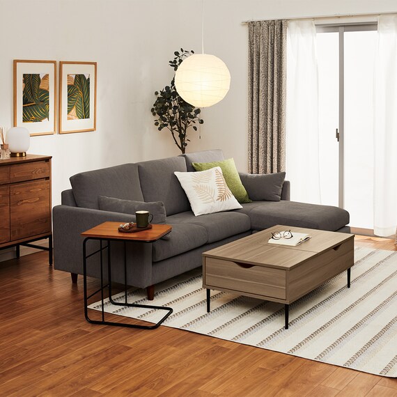 傷・汚れに強い カウチソファ 布張りタイプ (CS03 Nシールド DGY/木脚MBR) 23枚目画像