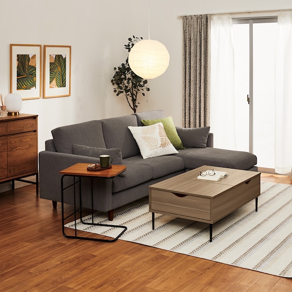 傷・汚れに強い カウチソファ 布張りタイプ (CS03 Nシールド DGY/木脚MBR) 23枚目画像