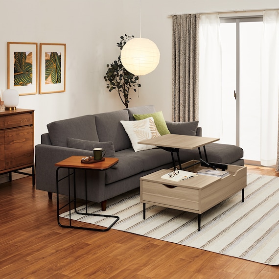 傷・汚れに強い カウチソファ 布張りタイプ (CS03 Nシールド DGY/木脚MBR) 24枚目画像