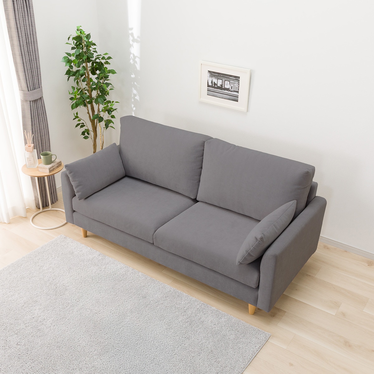 傷・汚れに強い 3人掛け布張りソファ(CS03 肘あり Nシールド DGY/LBR