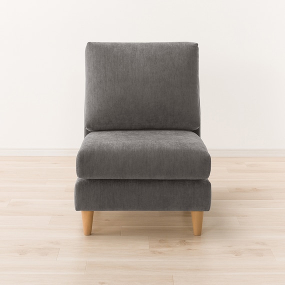 傷・汚れに強い 1人掛けソファ 布張りタイプ (CS03 Nシールド 肘なし DGY/木脚LBR) 8枚目画像