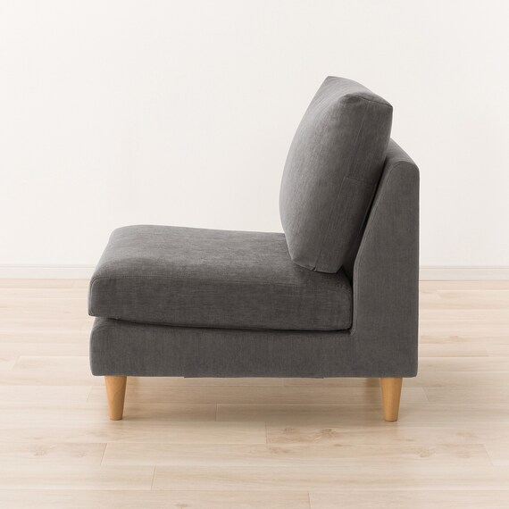 傷・汚れに強い 1人掛けソファ 布張りタイプ (CS03 Nシールド 肘なし DGY/木脚LBR) 9枚目画像