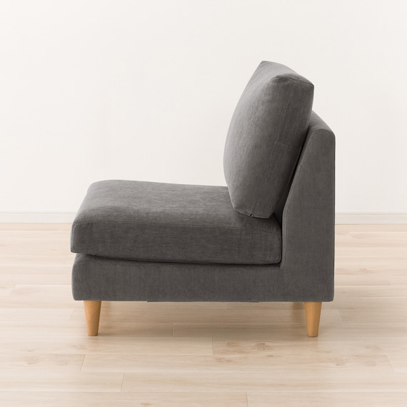 傷・汚れに強い 1人掛けソファ 布張りタイプ (CS03 Nシールド 肘なし DGY/木脚LBR) 9枚目画像