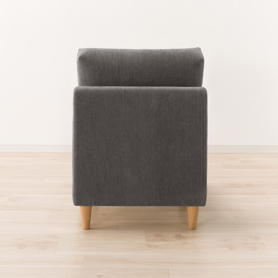 傷・汚れに強い 1人掛けソファ 布張りタイプ (CS03 Nシールド 肘なし DGY/木脚LBR) 10枚目画像