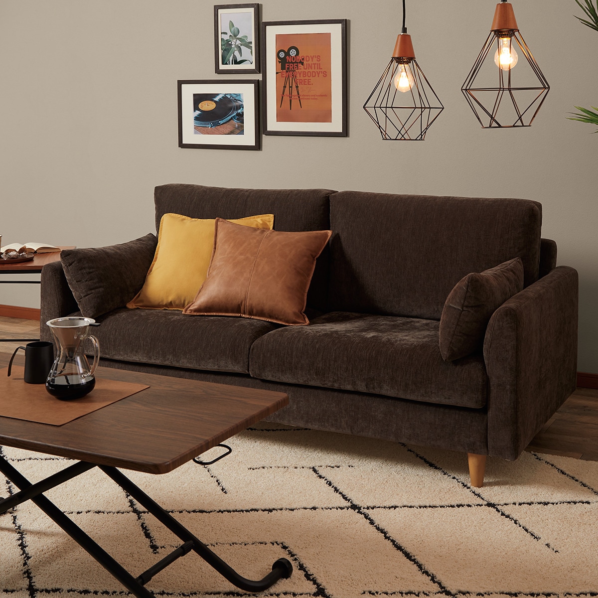 3人掛けソファ 布張りタイプ (CS03 肘あり SD DBR/LBR) | ニトリネット