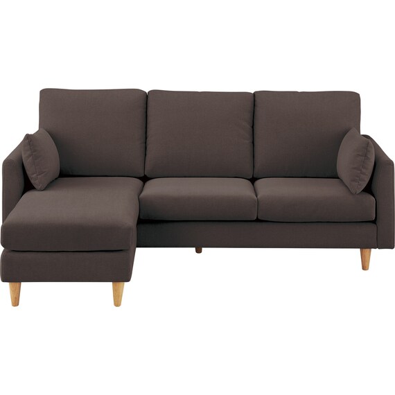 傷・汚れに強い カウチソファ 布張りタイプ (CS03 Nシールド DBR/木脚LBR) 12枚目画像